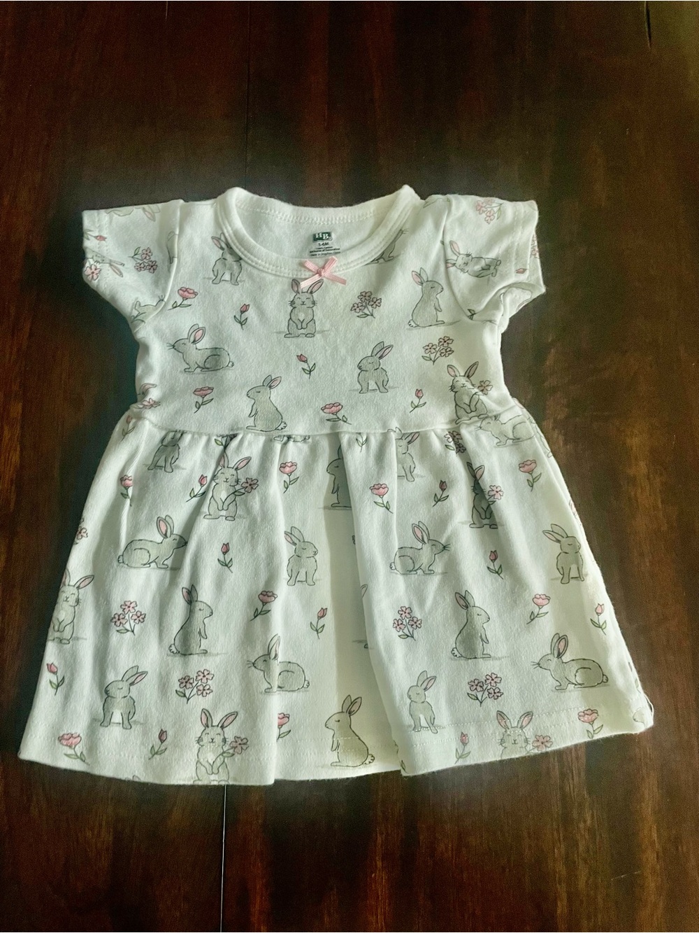 White Bunny-Print Casual Dress for Girls